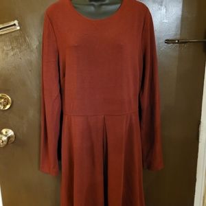 Madewell Long-sleeved Pointe Burgundy Ponte Fit and Flare Dress Size 14